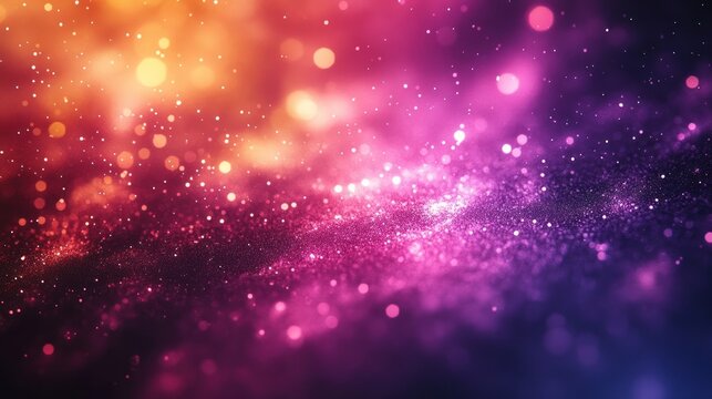 Vibrant Abstract Background with Bokeh Lights and Glittering Particles in a Gradient of Warm and Cool Tones