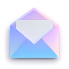 A pastel-colored, 3D rendered illustration of an opened envelope with a blank white paper inside, set against a white background