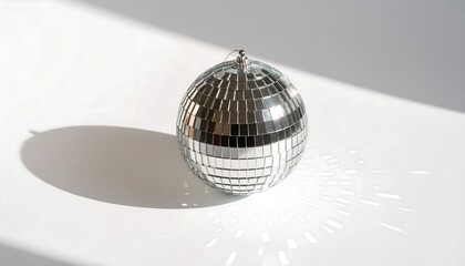 Silver disco ball on white background