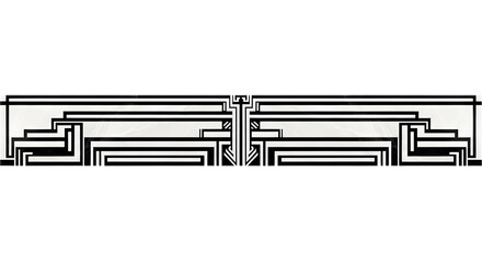 Sleek Art Deco geometric border design with black lines on a subtle marble background