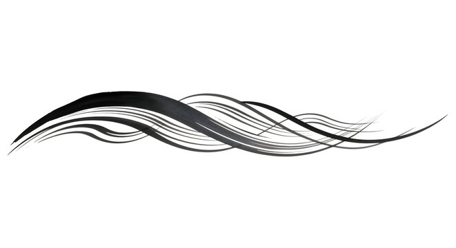 Elegant flowing black brushstrokes on white background, perfect for modern design projects