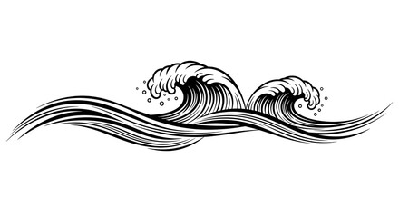 Fototapeta premium Dynamic black and white crashing ocean waves design element evoking power and movement