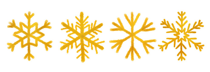 Set snowflake painted by hand with gold metallic paint. A decorative snowflake made of gold foil..