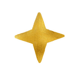 Star painted by hand with gold metallic paint. Decorative star made of gold foil.