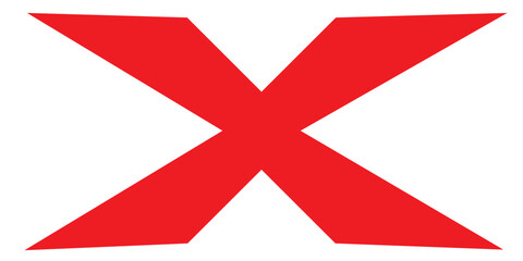 Red x icon. Bold red cross symbol on white background. Medical and emergency icon vector flat illustration design.