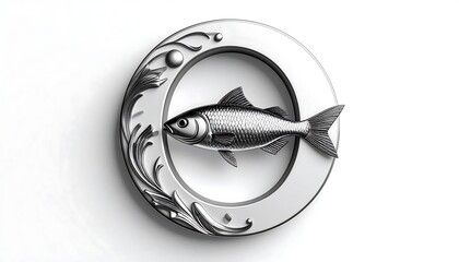 Silver Fish in Circle Ornament