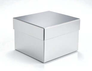 Silver gift box on white background