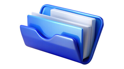 3d blue folder icon with red folder for files and documents storage