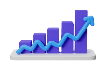 business graph with arrow 3d render icon 3d Vector icon