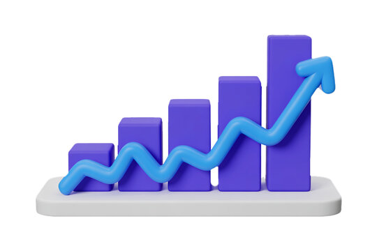 business graph with arrow 3d render icon 3d Vector icon - Powered by Adobe