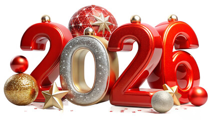 New Year 2026 3D Numbers Celebration Illustration