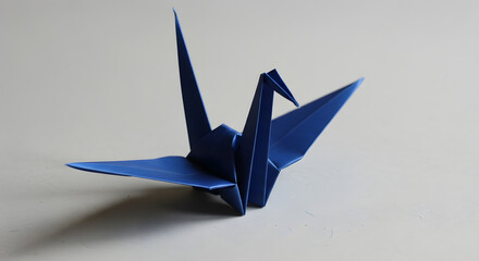 Minimalist Blue Origami Crane