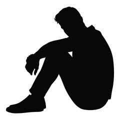 A solitary figure seated in a thoughtful pose a dark silhouette