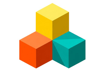 Colorful 3D Cubes Illustration &ndash; Geometric Shapes Abstract PNG Design