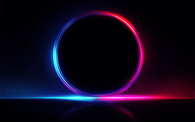Obraz premium Vibrant Neon Circular Light Display with Blue and Red Glows