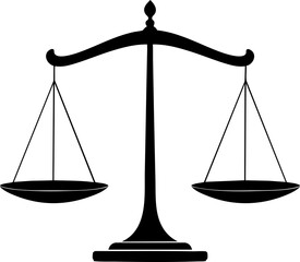 Law scale transparent PNG cutout isolated background, minimalistic style, legal graphic