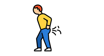 The embarrassing and common bodily function of flatulence, depicting gas expulsion from a person