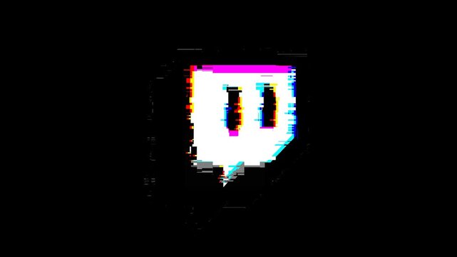 animated glitch effect twitch logo, transparent background