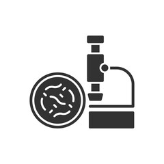 Bacteria Research Icon - Microscope With Microbe Icon