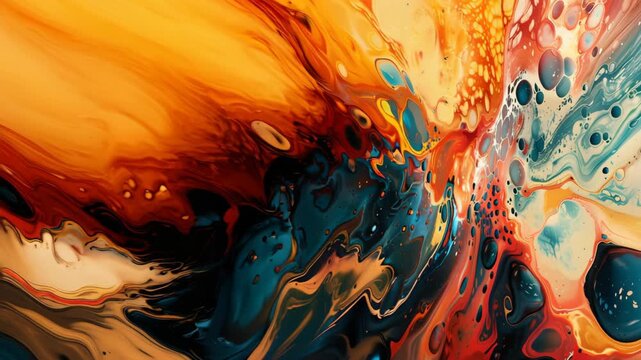 Abstract Pigment Explosion with Vibrant Liquid Chaos  
