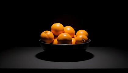 oranges in a bowl on black