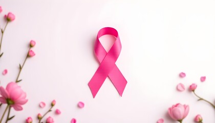 pink ribbon on white background