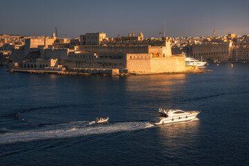 Fortification of Birgu at sunset - Valletta, Malta
