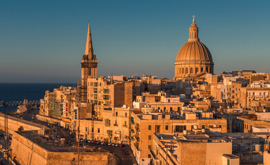 The elevated view on the downtown of Valletta - Malta