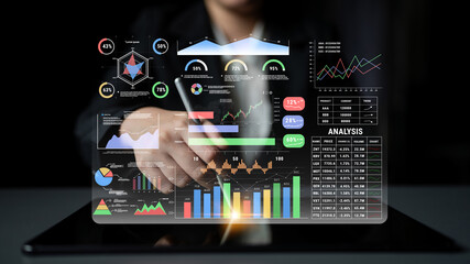 An advanced financial and business performance data dashboard. A professional interface for deep analysis of stock, product, and company metrics. Motif