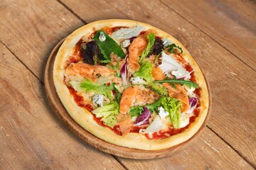 Delicious fresh pizza with melted cheese