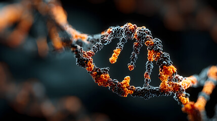 Vibrant abstract background of molecular structures: dna strands, genetic engineering, neural networks, innovation technology - scientific research concept