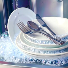 Clean dishes in a dishwasher