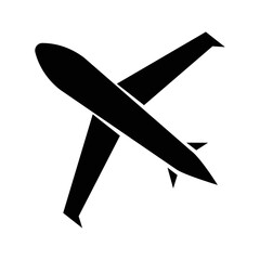 Airplane flat black icon vector illustration. Flight transport symbol, logo