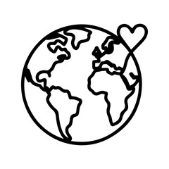 Show your love for the planet with this simple earth and heart outline, promoting global awareness, environmental protection, and sustainable living designs