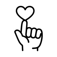 Hand with Heart Finger Gesture: Expressing Love and Affection with a Simple Touch, Ideal for Valentine's Day and Romantic Designs
