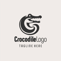 Elegant Black White Crocodile Logo