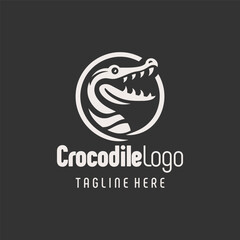 Professional Black White Crocodile Symbol