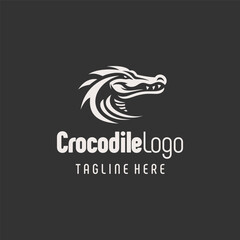 Chic Black White Crocodile Sketch