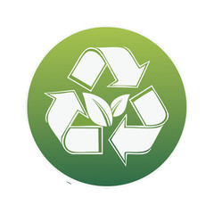 Obraz premium Sustainable recycle symbol with green leaves in a gradient circle design