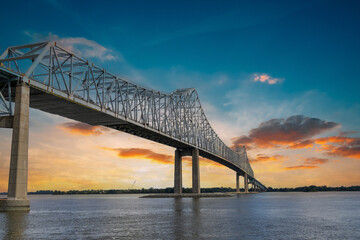 The Commodore Barry Bridge over the Delaware River at Subaru Park in Chester Pennsylvania USA
