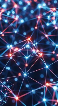 Futuristisches Netzwerk mit blauen und roten Knotenpunkten