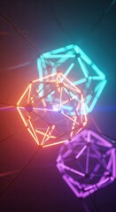 Geometrisches Gitter mit blauer und oranger Beleuchtung