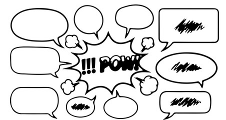 Fototapeta premium Collection of comic book style speech bubbles and sound effects.