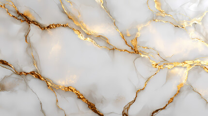 Elegant White Marble Texture with Golden Veins