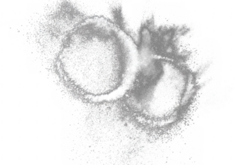 Grey powder explosion forming ram horns shape.