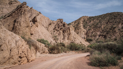 The landscape of Skazka Gorge in Kyrgyzstan