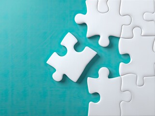 Obraz premium White puzzle pieces on teal background