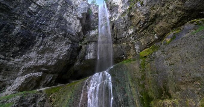 Fantastic Tret waterfalls in the Rhaetian Alps