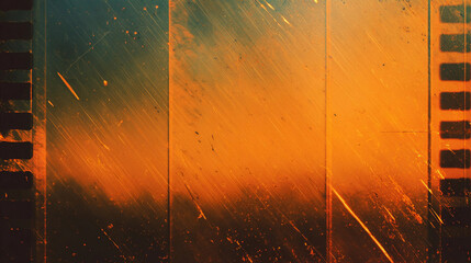 Blank grained and scratched film strip texture background. old film effect