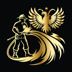 Firefighter Mascot Logo Cartoon Illustration - Creative Vector Design for Firefighting Themed Logos